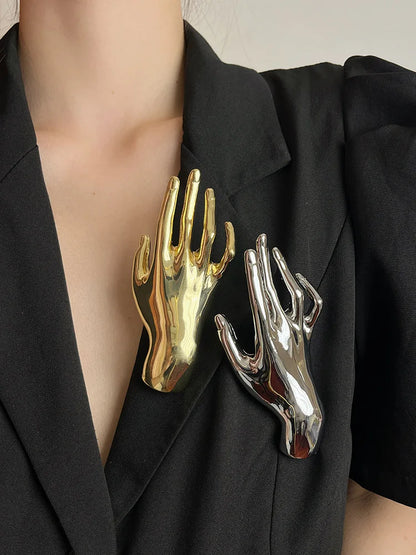 Metal Hand Brooch