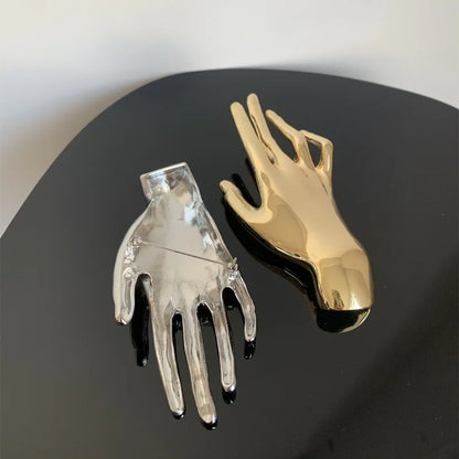 Metal Hand Brooch